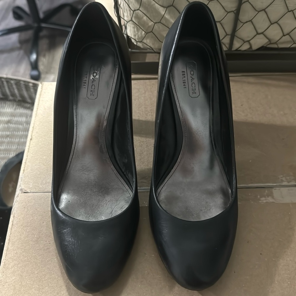 Coach round toe embossed heels